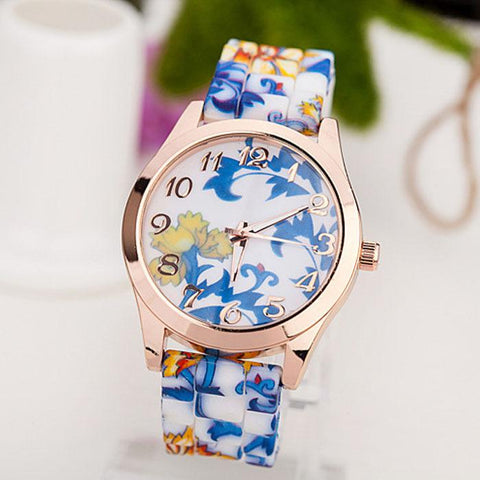 Floral Quartz Wristwatch