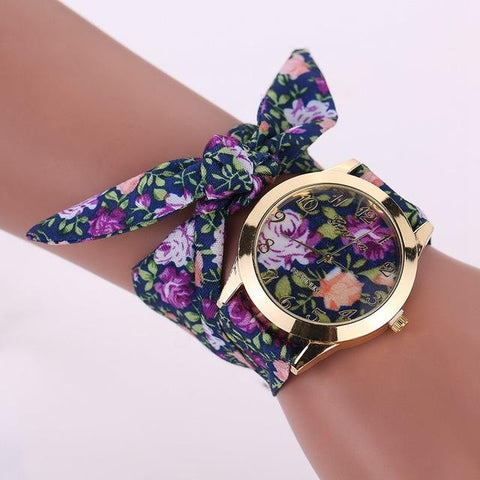 Flower Bow Tie Fabric Watch